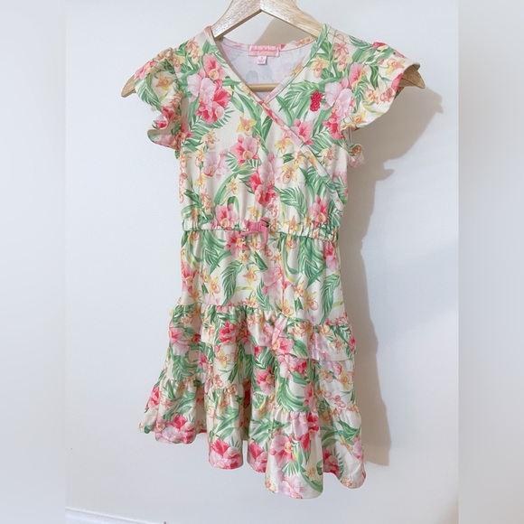 Tommy Bahama Girls Tropical Floral Dress | Ruffle Hem | Cruise & Summer Ready - Picture 2 of 5